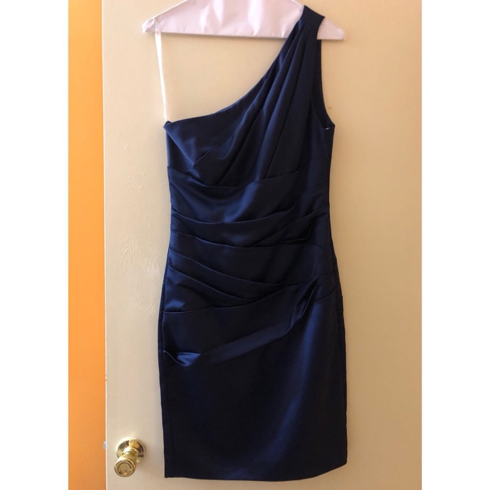 Navy blue knee length dress